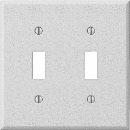 AMERELLE PRO 2-Gang Stamped Steel Toggle Switch Wall Plate, White Wrinkle C982TTW